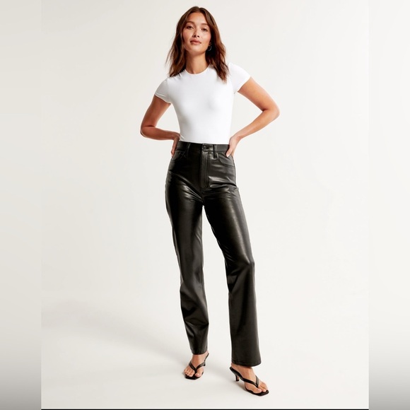 Abercrombie & Fitch Vegan Leather 90s Straight Pant